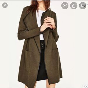 Zara Olive Green Open Front Cardigan Size Medium